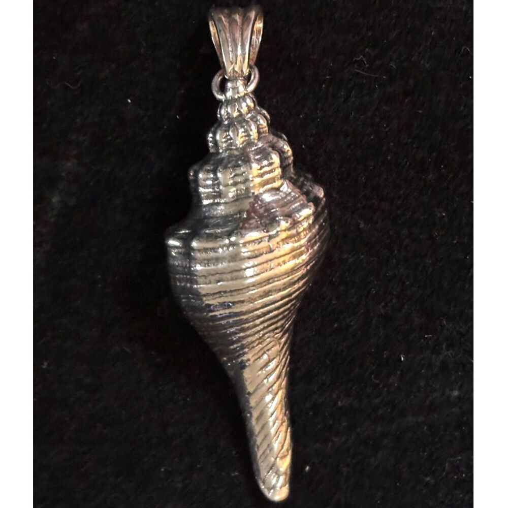 Vtg Italian 925 Sterling Silver 3D Conch Seashell Pendant
